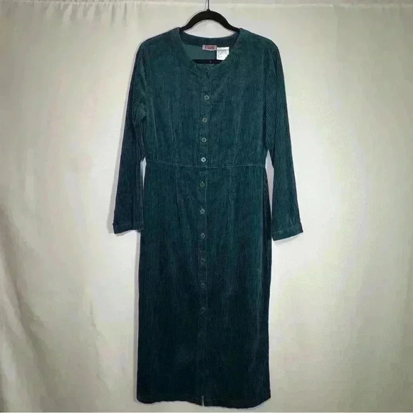 Vintage FADS 90s corduroy button up down long sleeve dress farm core 90s size 6 - Picture 1 of 12